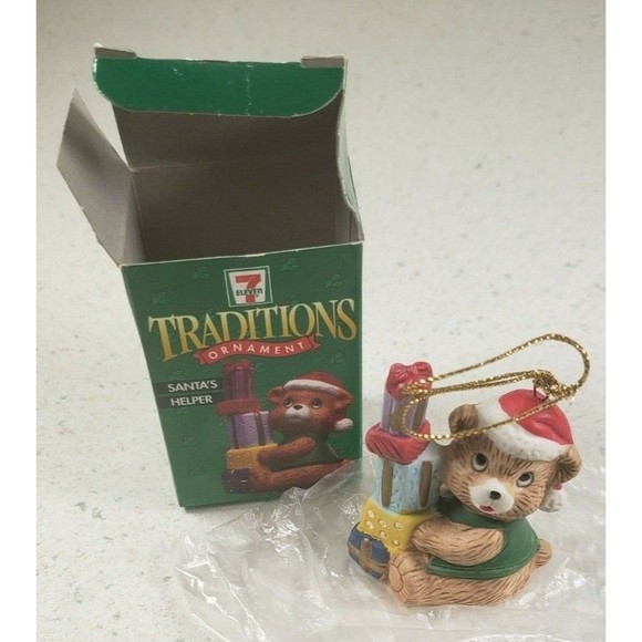 7 Eleven Citgo 1997 Traditions Christmas Ornament  SANTA'S HELPER Teddy Bear NIB - Picture 7 of 10